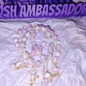 Source Unknown Pink and Gold Star Charm Bracelet